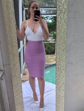 BCBGMaxAzria Lavender Bandage Pencil Skirt
